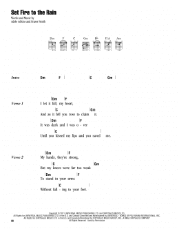 page one of Set Fire To The Rain (Guitar Chords/Lyrics)