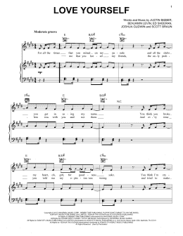 page one of Love Yourself (Piano, Vocal & Guitar Chords (Right-Hand Melody))