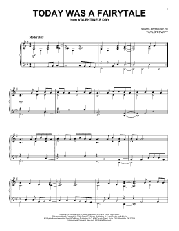 page one of Today Was A Fairytale (Piano Solo)