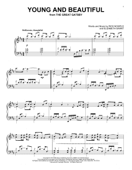 page one of Young And Beautiful (Piano Solo)