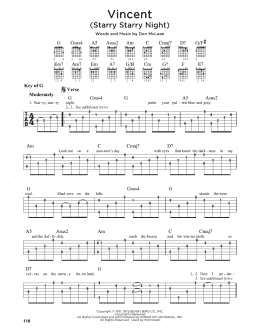 page one of Vincent (Starry Starry Night) (Guitar Cheat Sheet)