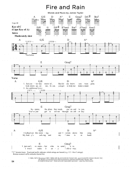 page one of Fire And Rain (Guitar Cheat Sheet)