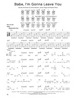 page one of Babe, I'm Gonna Leave You (Guitar Cheat Sheet)