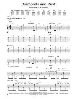 page one of Diamonds and Rust (Guitar Cheat Sheet)