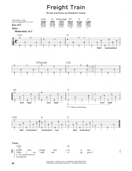 page one of Freight Train (Guitar Cheat Sheet)