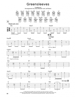 page one of Greensleeves (Guitar Cheat Sheet)