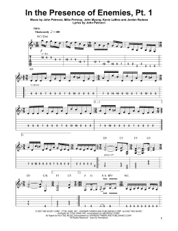 page one of In The Presence Of Enemies - Part 1 (Guitar Tab (Single Guitar))