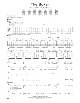 page one of The Boxer (Guitar Cheat Sheet)