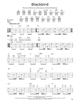 page one of Blackbird (Guitar Cheat Sheet)