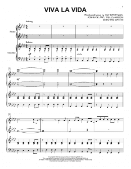 page one of Viva La Vida (Piano Duet)