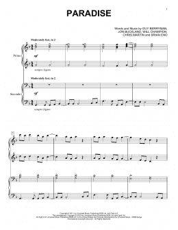 page one of Paradise (Piano Duet)