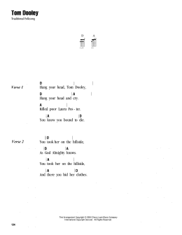 page one of Tom Dooley (Ukulele Chords/Lyrics)