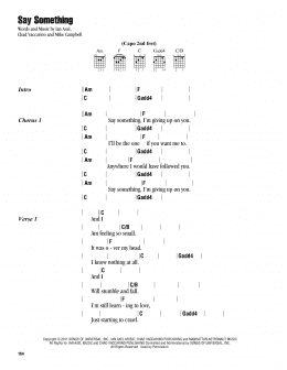 page one of Say Something (Guitar Chords/Lyrics)