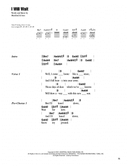 page one of I Will Wait (Guitar Chords/Lyrics)