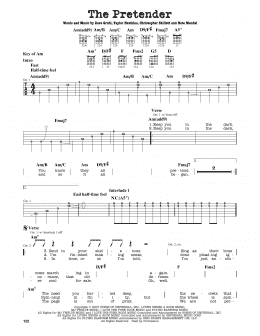 page one of The Pretender (Guitar Cheat Sheet)