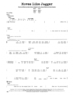 page one of Moves Like Jagger (Guitar Cheat Sheet)