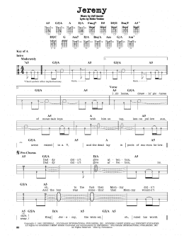 page one of Jeremy (Guitar Cheat Sheet)