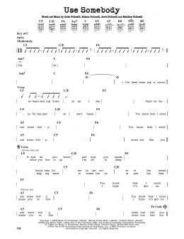 page one of Use Somebody (Guitar Cheat Sheet)