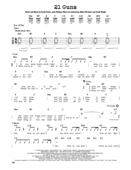 page one of 21 Guns (Guitar Cheat Sheet)