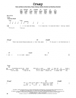 page one of Crazy (Guitar Cheat Sheet)