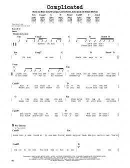 page one of Complicated (Guitar Cheat Sheet)