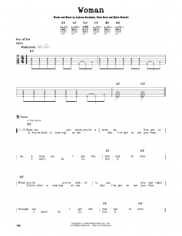 page one of Woman (Guitar Cheat Sheet)