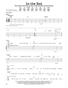 page one of In The End (Guitar Cheat Sheet)