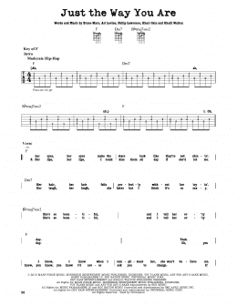 page one of Just The Way You Are (Guitar Cheat Sheet)