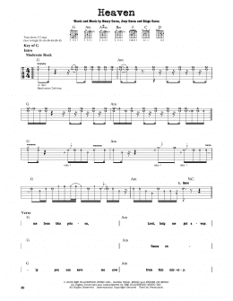 page one of Heaven (Guitar Cheat Sheet)