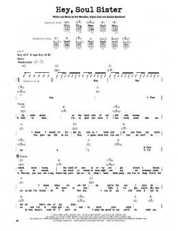 page one of Hey, Soul Sister (Guitar Cheat Sheet)