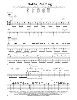 page one of I Gotta Feeling (Guitar Cheat Sheet)