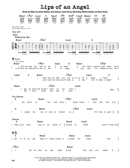 page one of Lips Of An Angel (Guitar Cheat Sheet)