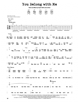 page one of You Belong With Me (Guitar Cheat Sheet)