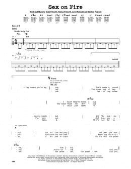 page one of Sex On Fire (Guitar Cheat Sheet)