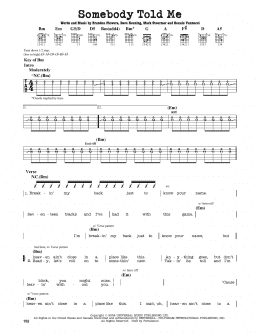 page one of Somebody Told Me (Guitar Cheat Sheet)