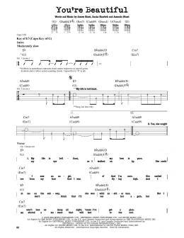 page one of You're Beautiful (Guitar Cheat Sheet)