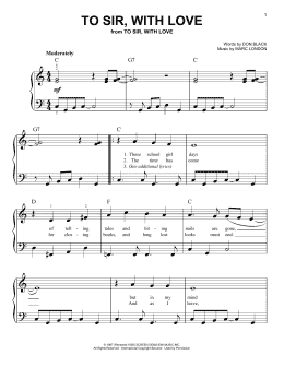 page one of To Sir, With Love (Very Easy Piano)