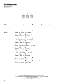 page one of My Generation (Guitar Chords/Lyrics)