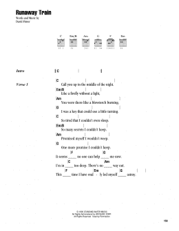 page one of Runaway Train (Guitar Chords/Lyrics)