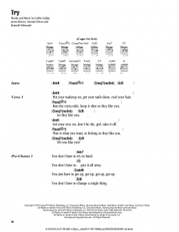 page one of Try (Guitar Chords/Lyrics)