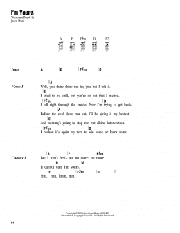 page one of I'm Yours (Ukulele Chords/Lyrics)