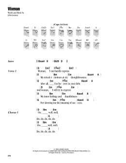 page one of Woman (Guitar Chords/Lyrics)