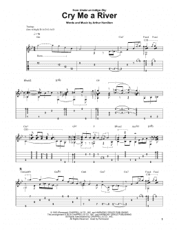 page one of Cry Me A River (Solo Guitar)