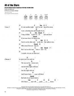 page one of All Of The Stars (Guitar Chords/Lyrics)