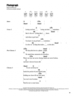 page one of Photograph (Guitar Chords/Lyrics)