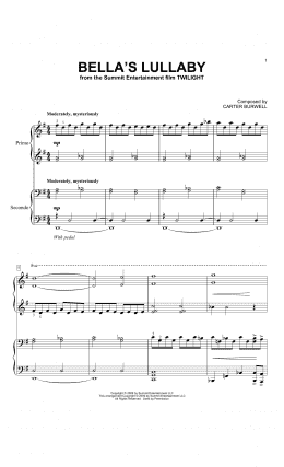 page one of Bella's Lullaby (Piano Duet)