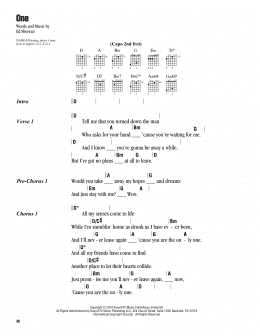 page one of One (Guitar Chords/Lyrics)