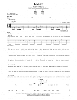 page one of Loser (Guitar Cheat Sheet)