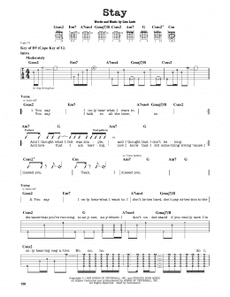 page one of Stay (Guitar Cheat Sheet)