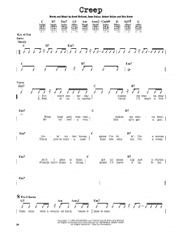 page one of Creep (Guitar Cheat Sheet)